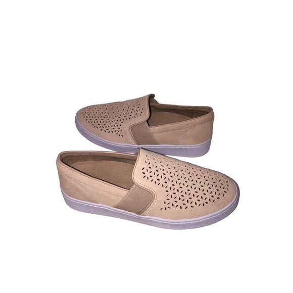 Vionic Womens Size 6.5 Splendid Kani Slip On Loafer Perforated Suede Neutral Tan - Picture 1 of 8